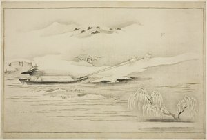 Bárka vontatása a hóban, a The Silver World albumról alkotó: Kitagawa Utamaro