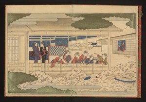 A felvonulás megtekintése a főutcán, a Nakanochôn, a Yoshiwara szórakozónegyedben alkotó: Kitagawa Utamaro