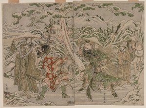 Téli jelenet a Három királyság románcából, c. 1790. alkotó: Kitagawa Utamaro