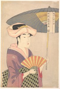 Nő feltart egy napernyőt, a Ten Types in the Physiognomic Study of Women sorozatból c. 1793 alkotó: Kitagawa Utamaro