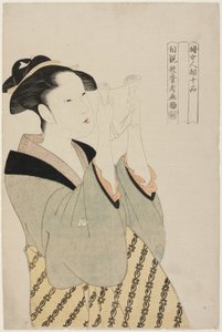 Levelet olvasó nő, a Női fiziognómia tíz osztálya (Fujo ninso juppon) (Fumi yomu onna) sorozatból. alkotó: Kitagawa Utamaro