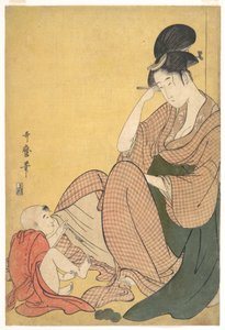 Nő és gyermek alkotó: Kitagawa Utamaro