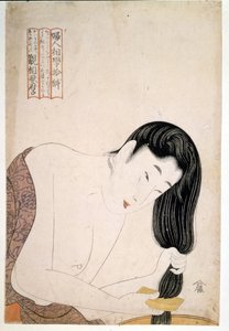 magát festő nő. SD. Utamaro KITAGAWA (1753-1806) alkotása. alkotó: Kitagawa Utamaro