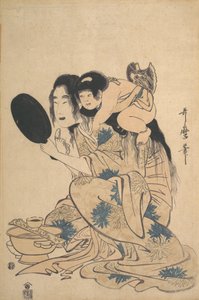 Yamauba befeketíti a fogait és Kintoki, kb. 1795. alkotó: Kitagawa Utamaro