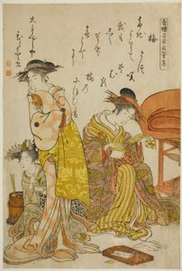 A Daimonjiya udvarhölgye, Hitomoto a "Comparing New Beauties of the Yoshiwara – A Mirror of Your Own Writings (Keisei shin bijin awase jikihitsu kagami)" című albumról.