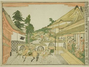 II. felvonás (Nidanme), a "Perspektivikus képek a hűséges megtartók tárházáról (Uki-e kanadehon Chushingura)" sorozatból. alkotó: Kitao Masayoshi