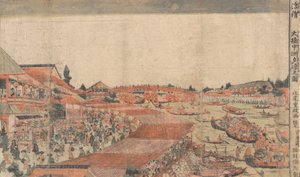 Táj, Bemutató Vízfesztivál lámpásokkal, 18. század vége – 19. század eleje. alkotó: Kitao Shigemasa