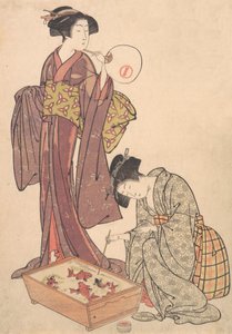 Két nő halat etet, 1739-1820. alkotó: Kitao Shigemasa