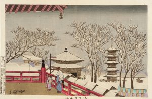 A Sensoji templom a hóban alkotó: Kiyochika Kobayashi