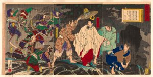 Godaigo császár elmenekül; a "Japán nem hivatalos története (Nihon gaishi no uchi)" sorozatból