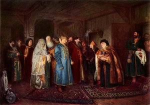 "Egy bojár esküvő", 1883, 1965. alkotó: Klavdi Vasilevich Lebedev