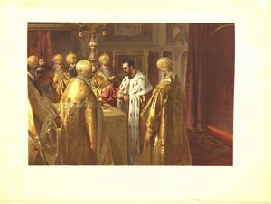 Miklós koronázási szertartása II. Az Eucharisztia, 1899 alkotó: Klavdiy Vasilievich Lebedev
