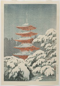 Ötszintes pagoda a Nikko_ szentélyben, kb. 1930-1940 alkotó: Koitsu Tsuchiya