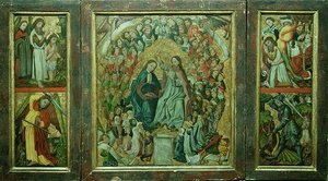 Szűz koronázása; Krisztus keresztsége; Keresztelő Szent János halála; Szent György megöli a sárkányt (triptichon) alkotó: Konrad von Friesach