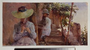 Artemi Ober (1843-1917) szobrászművész portréja feleségével. Konstantin (Konsztantin) Andrejevics Somov (1869-1939) festménye, olaj, vászon alkotó: Konstantin Andreevic Somov