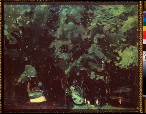 A park. Konstantin (Konsztantin) Andrejevics Somov (1869-1939) festménye, olaj, vászon alkotó: Konstantin Andreevic Somov