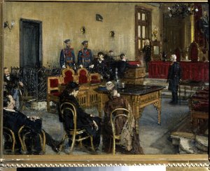 Ítéletre várva. Konsztantyin Apollonovics Savitsky (1844-1905) festménye, olaj, vászon