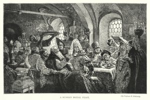 Orosz menyasszonyi lakoma (metszet) alkotó: Konstantin Egorovich Makovsky