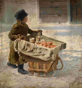 Fiú. Tanulmány a húshagyó ünnepséghez a szentpétervári Admiralitás téren, kb. 1869 alkotó: Konstantin Egorovich Makovsky