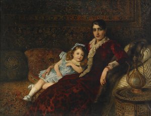 Belső anyával és lányával, 1884 alkotó: Konstantin Egorovich Makovsky