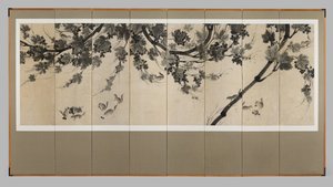 Grapevines and Chipmunks, 1800 körül (nyolc paneles képernyő: tinta papíron) alkotó: Korean School