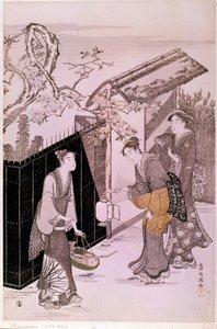Shunman Kubo (1757-1820) tavaszi japán nyomatának költői estjéről visszatérve. Párizs, Guimet Múzeum, Ázsiai Művészeti Nemzeti Múzeum alkotó: Kubo Shumman