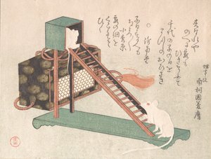 Fehér egerek játszanak, valószínűleg 1816. alkotó: Kubo Shunman
