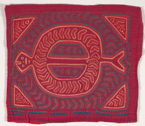 Ing panel (mola) (ratasztott pamut) alkotó: Kuna Indian Culture