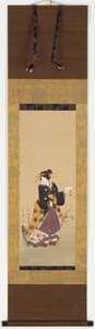 Egy oiran áll egy szilvafa mellett alkotó: Kuniyuki Utagawa