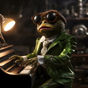 Elton John mint béka napszemüveggel és zongorával 4