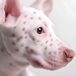 Faszinierende Nahaufnahme von Schwein rosa auf weißem Tier Dalmatinerflecken im Moiré-Muster 2