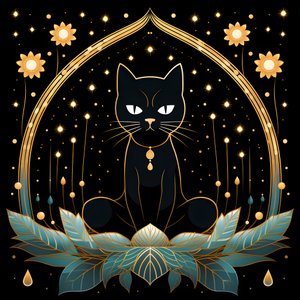 Katze in Meditation auf einer Lotusblume sitzend 4