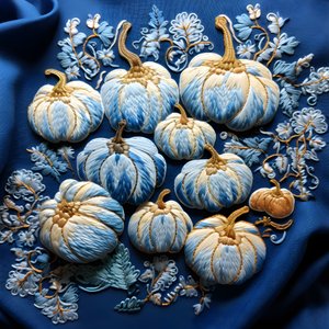 Stickereikubisse in Blautoenen 1