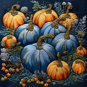 Stickereikuerbisse in Blautoenen 3