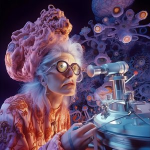 Super-Resolution Electron Microscope Shot of Woman im künstlerischen Stil von von David LaChapelle 2