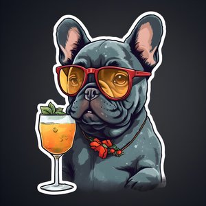 matricák, menő francia bulldogok, koktél ivása 3