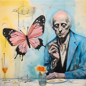 ein originales aquarell eines engels, der einen schmetterling haelt 1