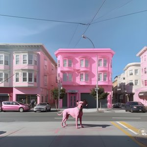 egy rózsaszín kutya San francisco városának közepén 2