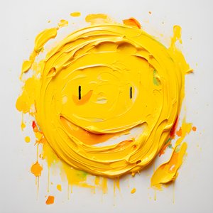 sárga mosolygó arc impasto 2-re festve