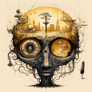 leonardo davinci koncepció vázlat album artwork egy fa gyökere, amely a földből nő ki, és úgy emelkedik az égbe, mint a bubi és a babszár 1
