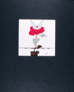 Virágzó angyal, 2005 (színes ceruza és fekete tinta, papír)