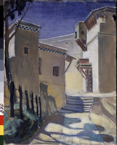 A Kasbah (Casbah), Algír (Casbah, Algiers) - Kuzma Szergejevics Petrov Vodkin (Petrov-Vodkin) festménye (Kouzma Petrov Vodkine) (Petrov-Vodkine) (1878-1939), olaj, vászon alkotó: Kuzma Sergeevich Petrov Vodkin