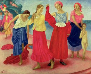 Fiatal nők a Volgán, 1915 alkotó: Kuzma Sergeevich Petrov Vodkin