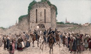 A lovasság elhagyja a breton várost (színes fotógravúr)