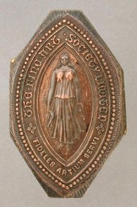 A Képzőművészeti Társaság cégpecsétje (bronz)