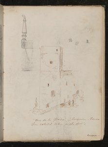 Tanulmány egy asztallábról, építészeti tanulmány, ?Tour de la glacine - avignon - Franciaország alkotó: Lady Butler