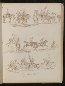 Három tanulmány lovas katonákról, „Garibaldian Cavalry” felirattal alkotó: Lady Butler