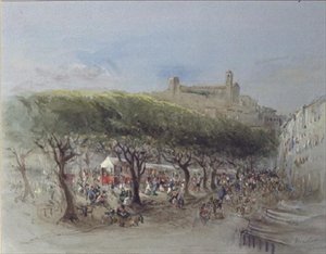 The Market, Cannes (akvarell) alkotó: Lady Honoria Cadogan
