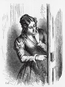 Illusztráció Cesar Birotteau felemelkedéséhez és bukásához, Honore de Balzac (1799-1850) regénye az Emberi komédia című többkötetes gyűjteményből, Laisne metszet alkotó: Laisne Laisne