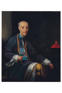 Houqua portréja, háromnegyed hosszúságú, ülő, belső térben (olaj, vászon) alkotó: Lam Qua (attr. to)